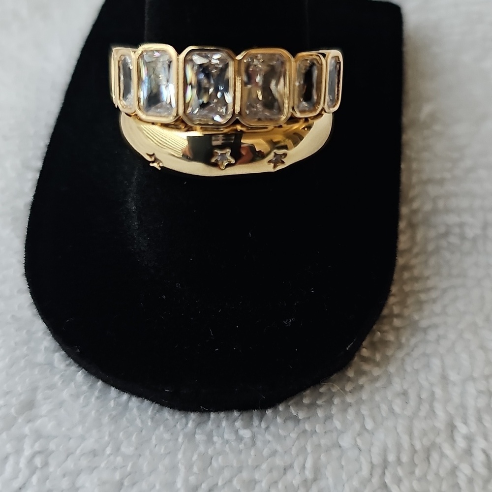 NWT Nordstrom Rack Elegant Cubic Zirconia Gold Ring Duo  Nickel Free. Size 8 - Picture 11 of 11